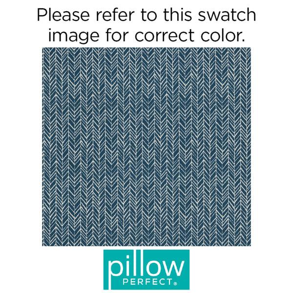 Pillow Perfect Herringbone Ink Blue Fabric