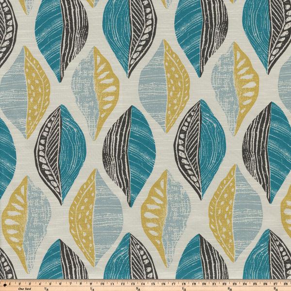Pillow Perfect Leaf Block Teal/Citron Fabric