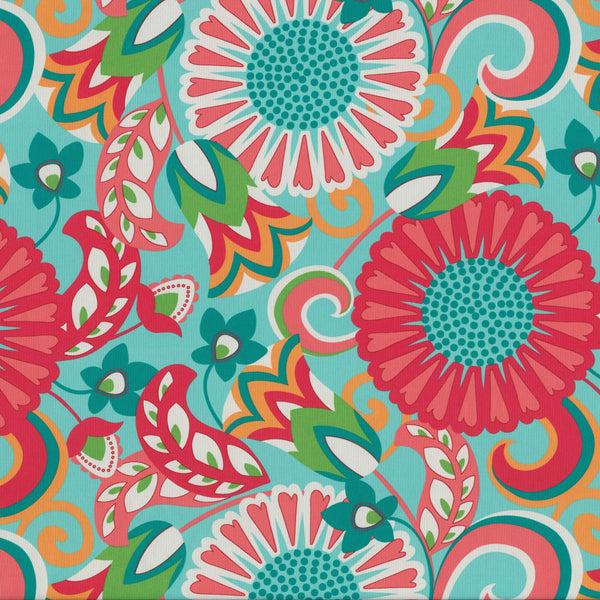 pillow perfect Sophia Turquoise/Coral Fabric