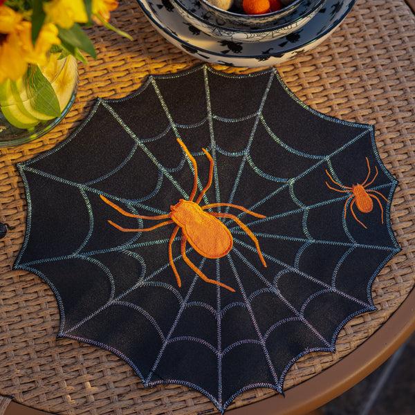 Pillow Perfect Spider Web Black Placemat (Set Of 2)