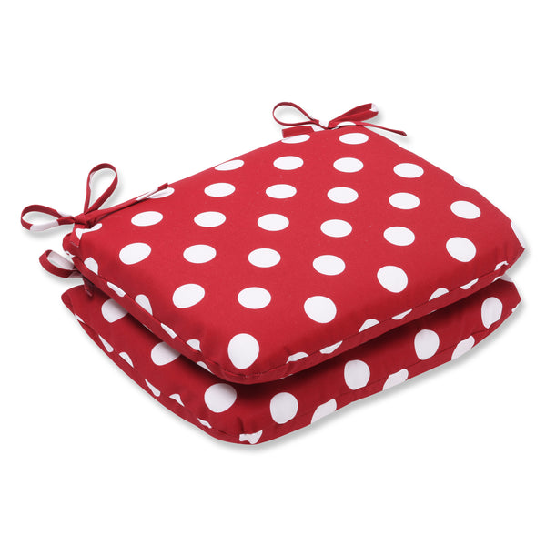 pillow perfect Polka Dot Red Rounded Corners Seat Cushion (Set Of 2)