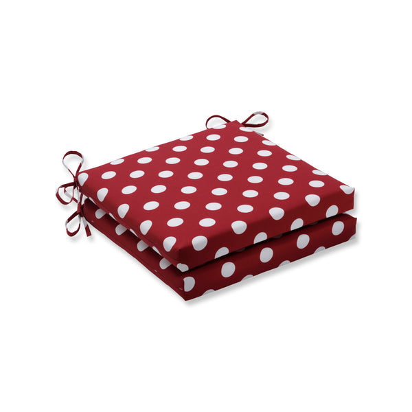 pillow perfect Polka Dot Red Squared Corners Seat Cushion 20X20X3 (Set Of 2)