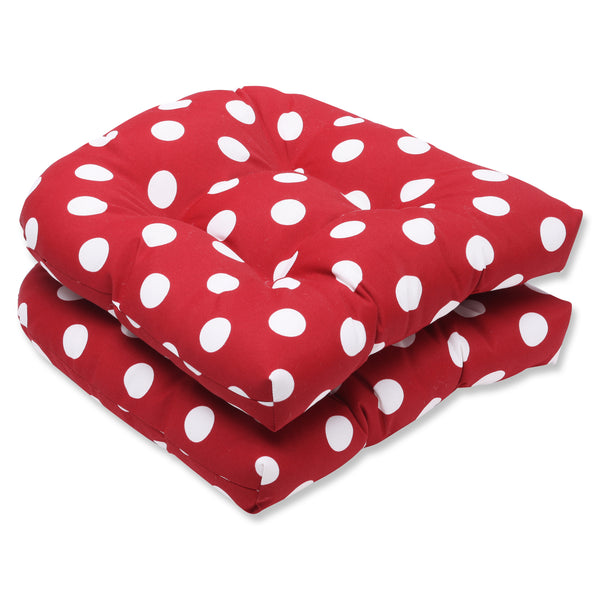 pillow perfect Polka Dot Red Wicker Seat Cushion (Set Of 2)