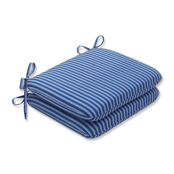 pillow perfect Resort Stripe Blue Rounded Corners Seat Cushion (Set Of 2)