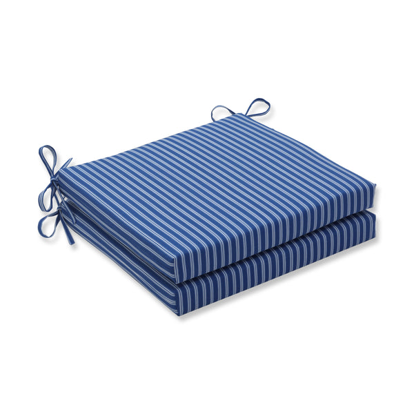 pillow perfect Resort Stripe Blue Squared Corners Seat Cushion 20X20X3 (Set Of 2)
