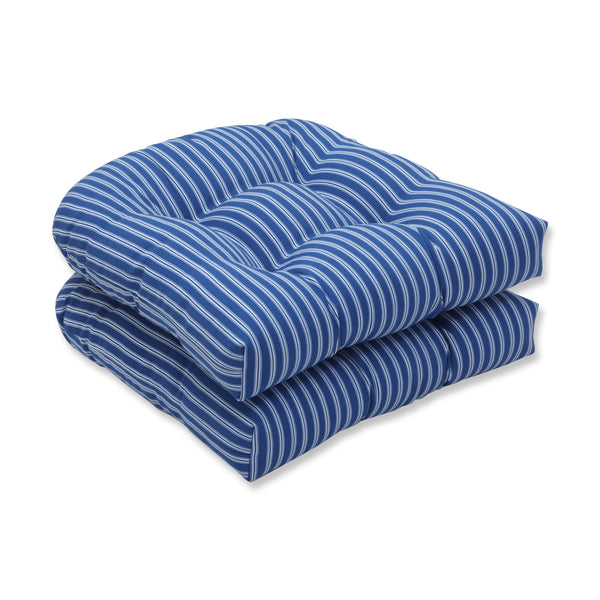 pillow perfect Resort Stripe Blue Wicker Seat Cushion (Set Of 2)