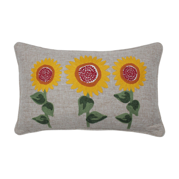 pillow perfect Sunflower Delight Embroidered Decorative Pillow Berry/Yellow/Green