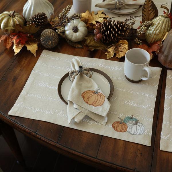 Pillow Perfect Thankful Pumpkins Natural Napkin (Set Of 2)
