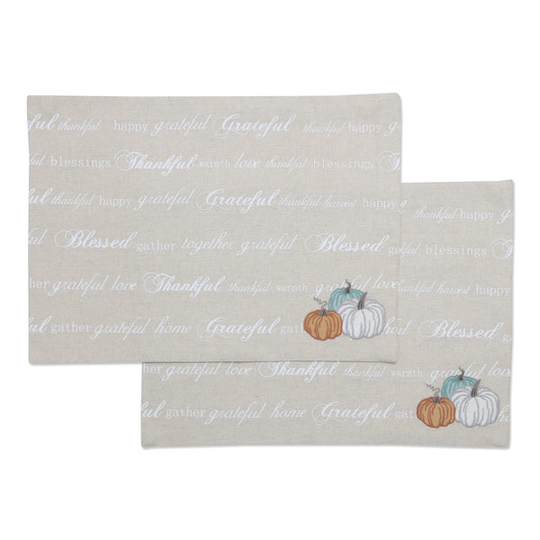 pillow perfect Thankful Pumpkins Natural Placemats 14" X 22"