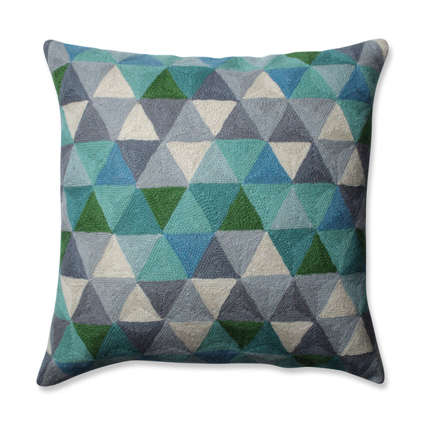 pillow perfect Triangle Grid Blue-Grey 16.5-Inch Throw Pillow