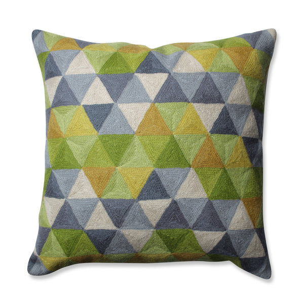 pillow perfect Triangle Grid Green-Grey 16.5-Inch Throw Pillow
