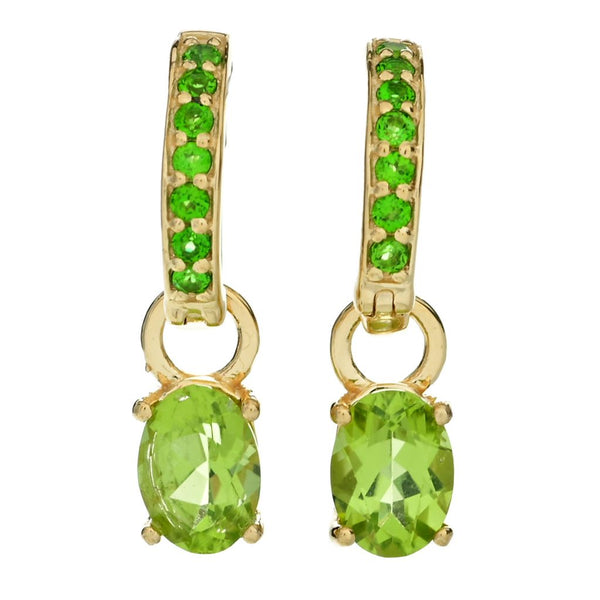 pin up girl 18K Gold Plated 1.82ctw Arizona Peridot & Chrome Diopside Charm Earrings
