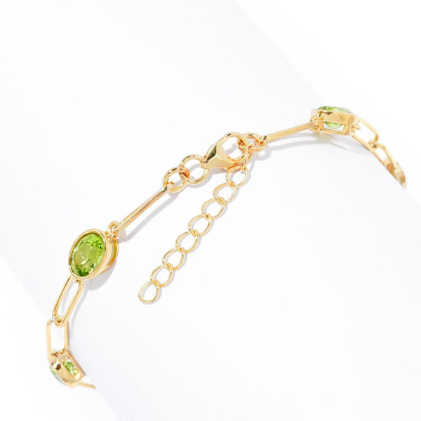 Pin Up Girl 18K Gold Plated 7x5mm Oval Arizona Peridot Choice Of Size Paperclip Bracelet