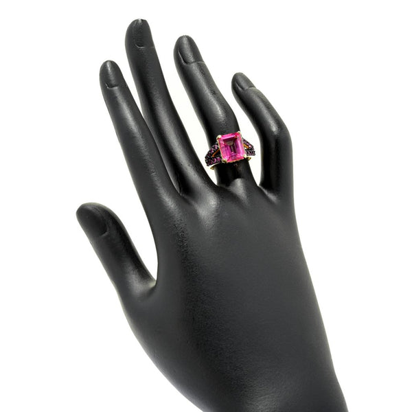 Pin Up Girl 18K Gold Plated Choice Of 11x9mm Octagon Gemstone Split Shank Ring