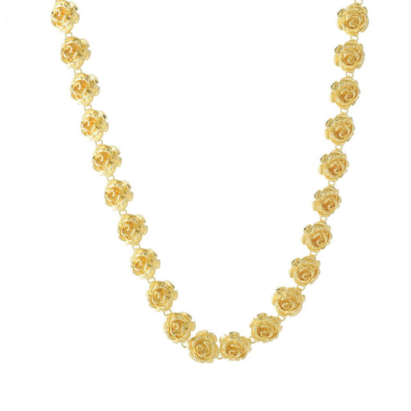 pin up girl 18K Gold Plated Stardust Carved Rose Statement Necklace | Toscana Italiana