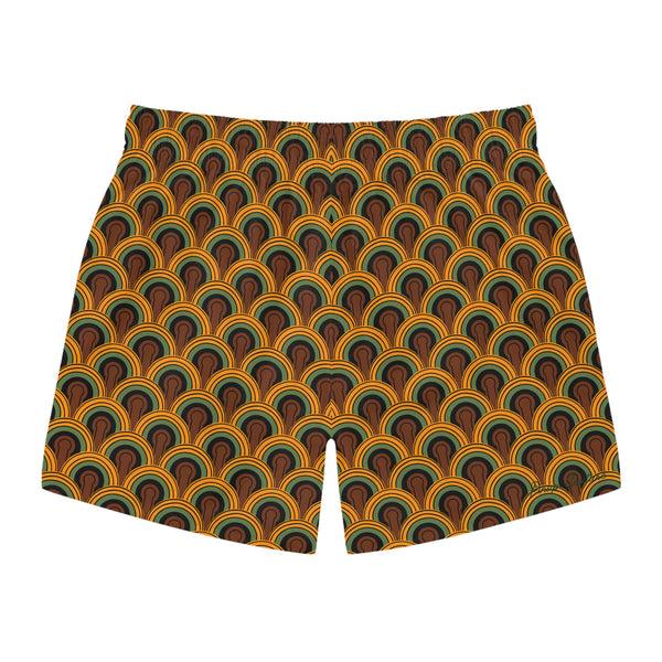 Pin Up Girl 1970's Vintage Room 237 Print Men's Swim Trunks | Pinup Couture Swim