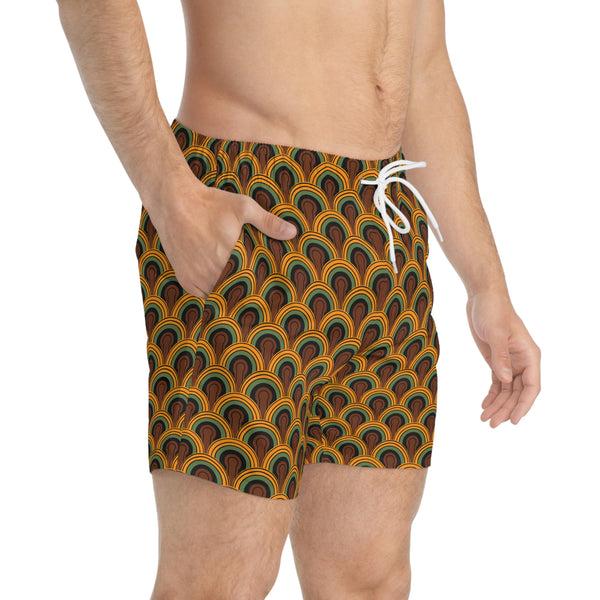 Pin Up Girl 1970's Vintage Room 237 Print Men's Swim Trunks | Pinup Couture Swim