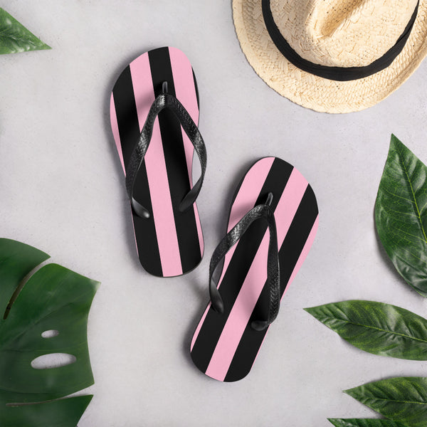 pin up girl Amie Thong Flip-Flop Beach Sandals in Cotton Candy Mark Stripe | Pinup Couture Relaxed
