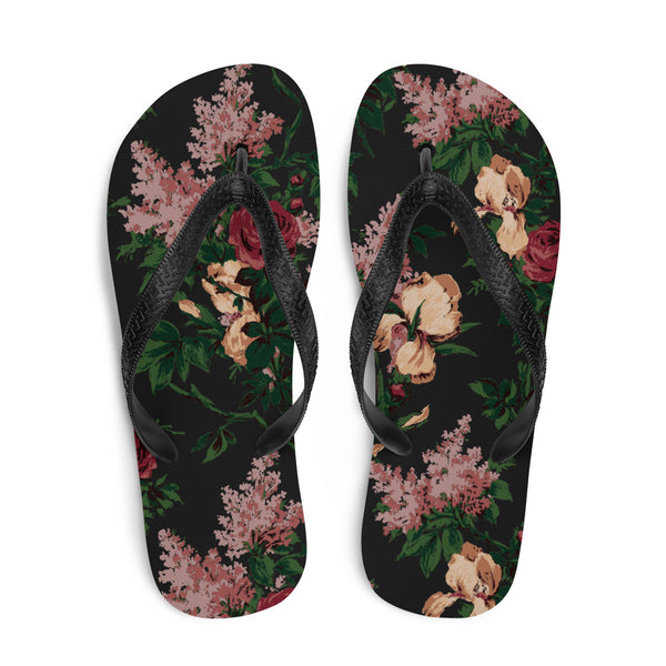 Pin Up Girl Amie Thong Flip-Flop Beach Sandals In Dark Bella Roses | Pinup Couture Relaxed