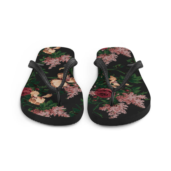 Pin Up Girl Amie Thong Flip-Flop Beach Sandals In Dark Bella Roses | Pinup Couture Relaxed