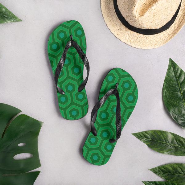 pin up girl Amie Thong Flip-Flop Beach Sandals in Green Hotel Hexagon | Pinup Couture Relaxed pin up girl Amie Thong Flip-Flop Beach Sandals in Green Hotel Hexagon | Pinup Couture Relaxed