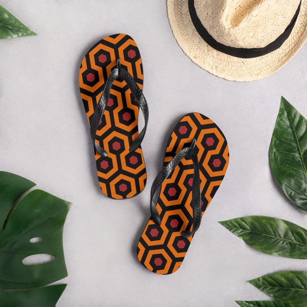 pin up girl Amie Thong Flip-Flop Beach Sandals in Hotel Hexagon Print pin up girl Amie Thong Flip-Flop Beach Sandals in Hotel Hexagon Print