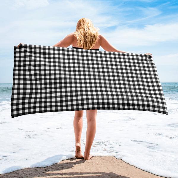 Pin Up Girl Arden Badass Black Gingham Beach & Bath Towel | Pinup Couture Home