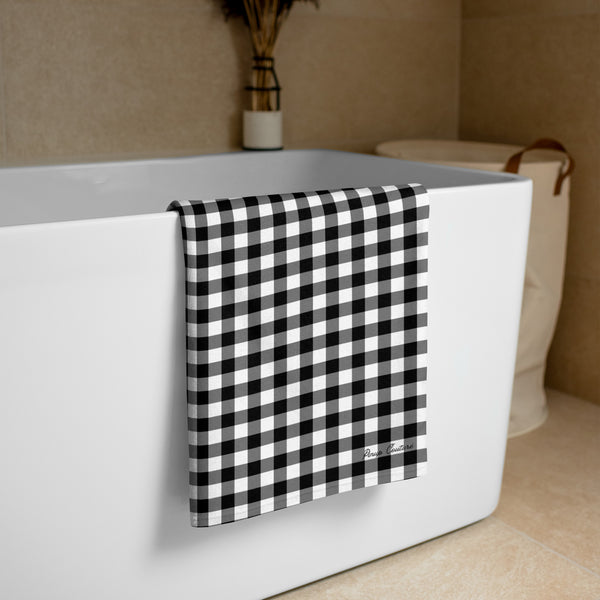 Pin Up Girl Arden Badass Black Gingham Beach & Bath Towel | Pinup Couture Home
