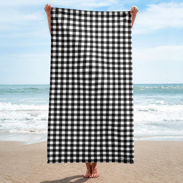 pin up girl Arden Badass Black Gingham Beach & Bath Towel | Pinup Couture Home