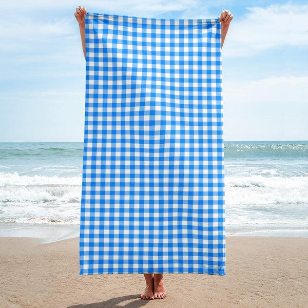 pin up girl Arden Beyond Blue Gingham Beach & Bath Towel | Pinup Couture Home