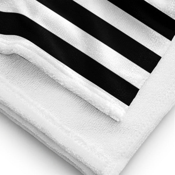 Pin Up Girl Arden Black & White Mark Stripe Beach & Bath Towel | Pinup Couture Home