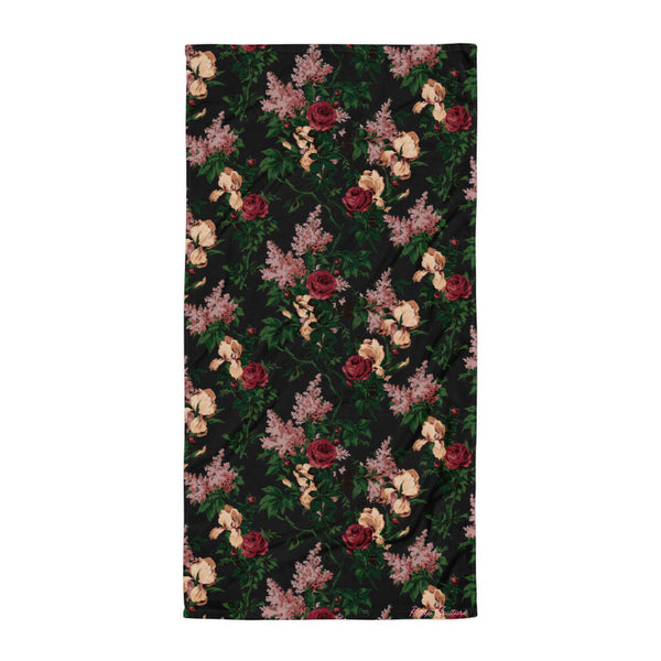 Pin Up Girl Arden Dark Bella Roses Beach & Bath Towel | Pinup Couture Home