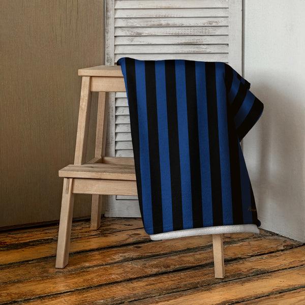 Pin Up Girl Arden Nevermore Blue & Black Stripe Beach & Bath Towel | Pinup Couture Home