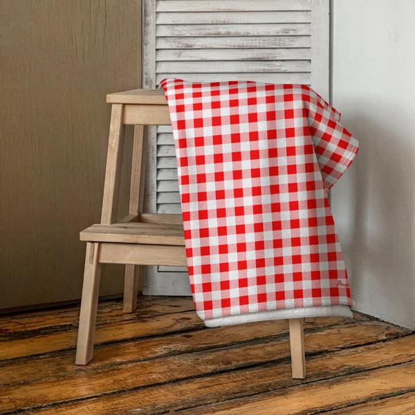 Pin Up Girl Arden Ruby Red Gingham Beach & Bath Towel | Pinup Couture Home