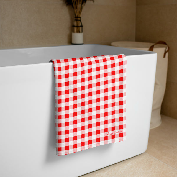 Pin Up Girl Arden Ruby Red Gingham Beach & Bath Towel | Pinup Couture Home