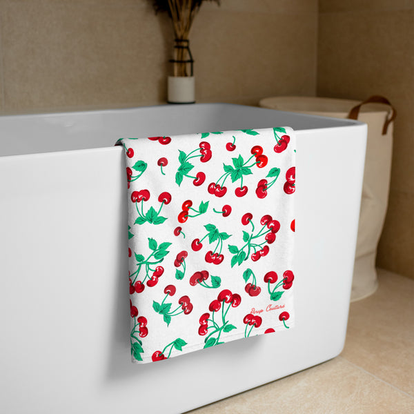 Pin Up Girl Arden White Chocolate Cherry Girl Beach & Bath Towel | Pinup Couture Home