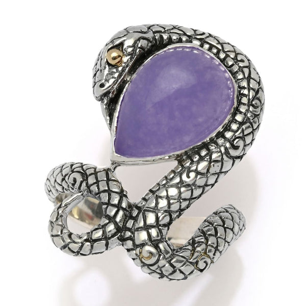 Pin Up Girl Artisan Silver By Samuel B. Choice Of 14x10mm Gemstone Year Of The Snake Ring