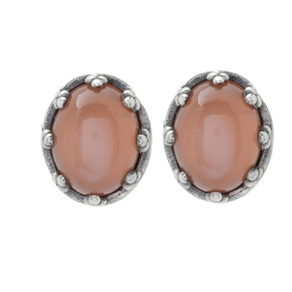 pin up girl Artisan Silver by Samuel B. Choice of 9x7mm Oval Gemstone Stud Earrings