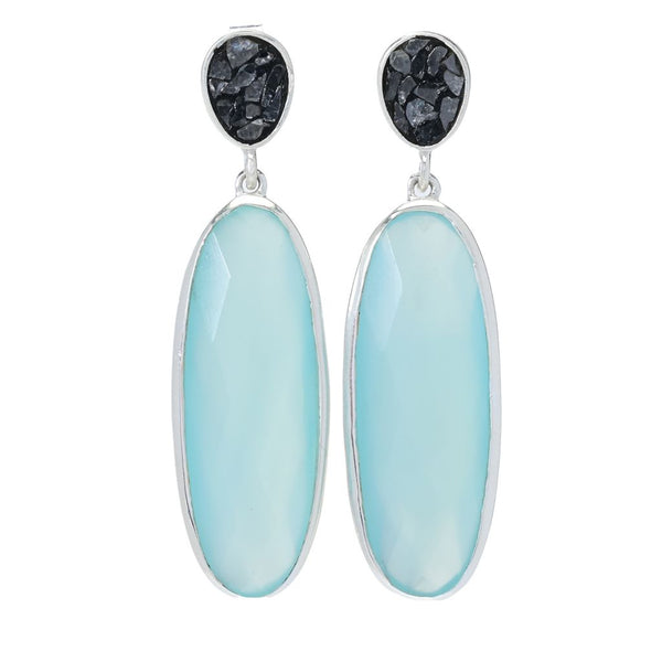 Pin Up Girl Artisan Silver By Samuel B. Choice Of Gem & Black Diamond Drop Earrings