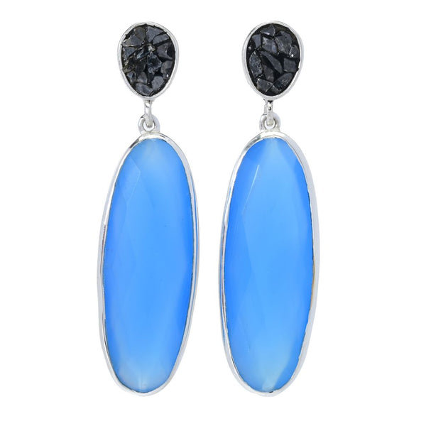 Pin Up Girl Artisan Silver By Samuel B. Choice Of Gem & Black Diamond Drop Earrings