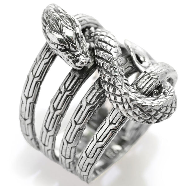Pin Up Girl Artisan Silver By Samuel B. Multi Row Serpent Ring 8.0 Grams