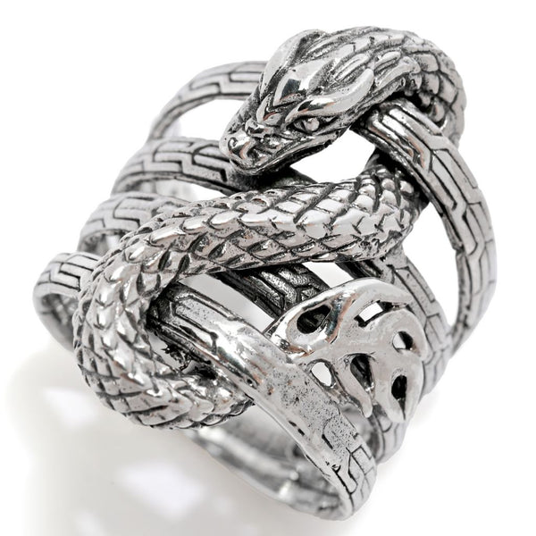 Pin Up Girl Artisan Silver By Samuel B. Multi Row Serpent Ring 8.0 Grams