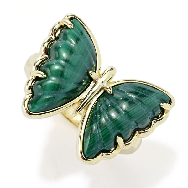 pin up girl Aurelia 18K Gold Plated 15x8.5mm Choice of Carved Gemstone Butterfly Ring