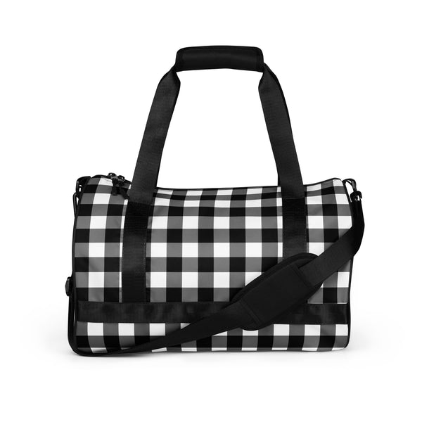 Pin Up Girl Badass Black Gingham Gym Duffle Workout Bag | Pinup Couture Relaxed