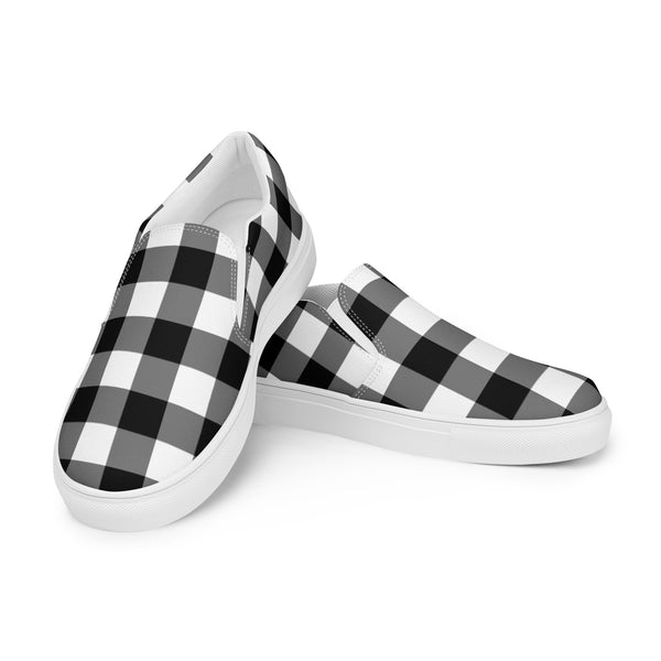 Pin Up Girl Badass Black Gingham Women’s Canvas Slip-On Flat Deck Shoe | Pinup Couture Relaxed