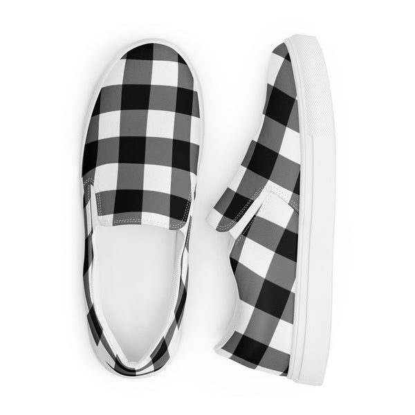 Pin Up Girl Badass Black Gingham Women’s Canvas Slip-On Flat Deck Shoe | Pinup Couture Relaxed
