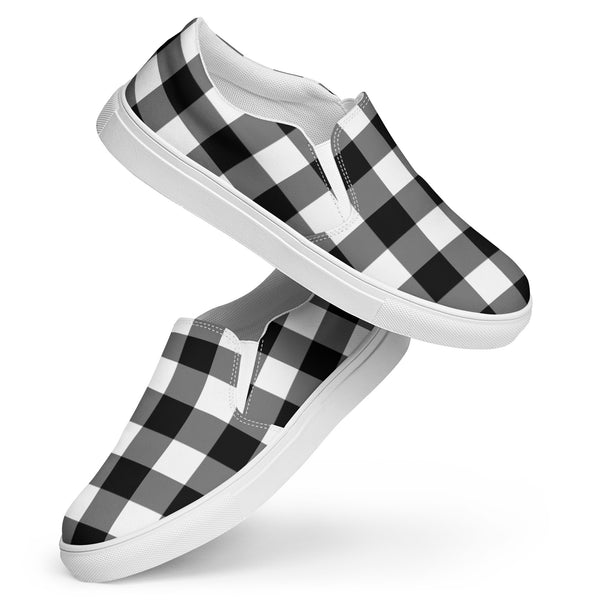 pin up girl Badass Black Gingham Women’s Canvas Slip-On Flat Deck Shoe | Pinup Couture Relaxed