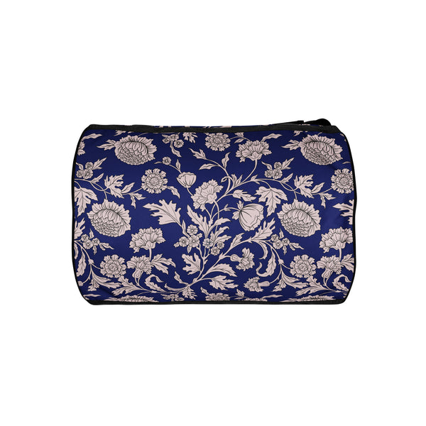 Pin Up Girl Beach Duffle Overnighter Gym Bag In Blue Capri Floral Print | Pinup Couture