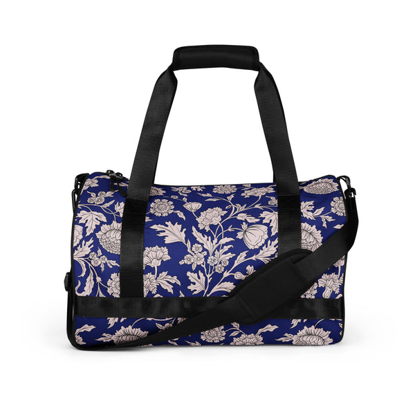 pin up girl Beach Duffle Overnighter Gym Bag in Blue Capri Floral Print | Pinup Couture