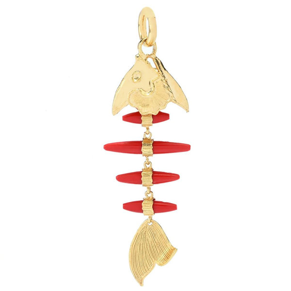 pin up girl Bello Italiano 18K Gold Plated Coral Fish 4.25" Enhancer Pendant